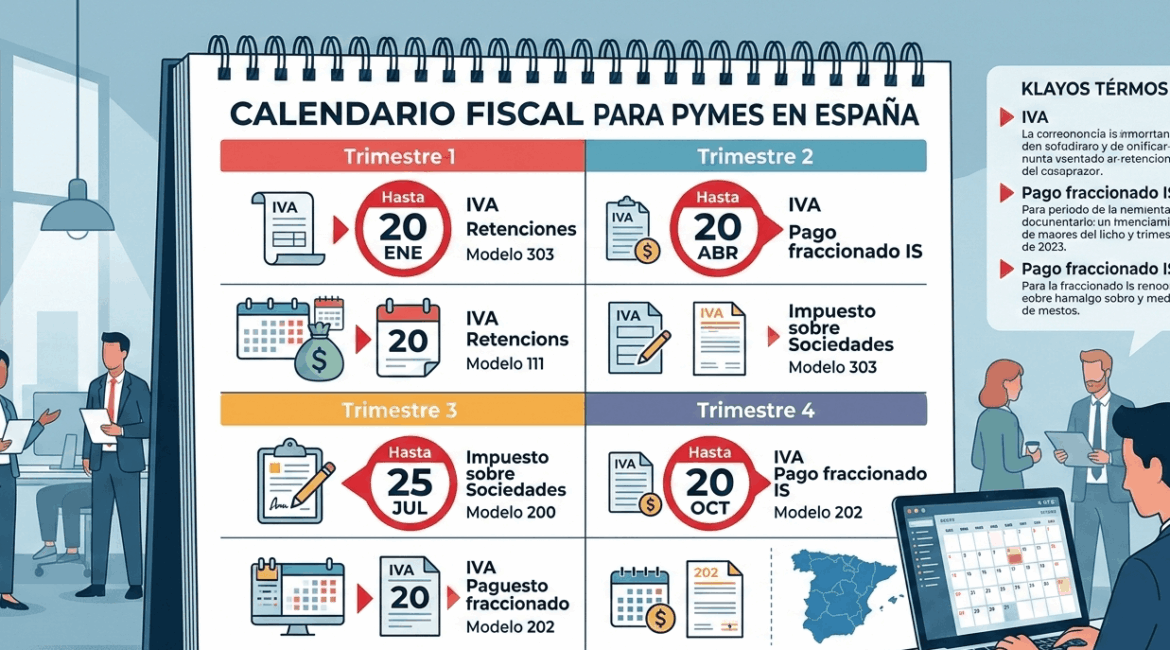 calendario fiscal anual con impuestos de empresas en España