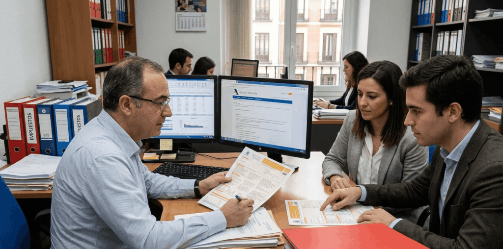  gestor revisando impuestos de empresa en España
